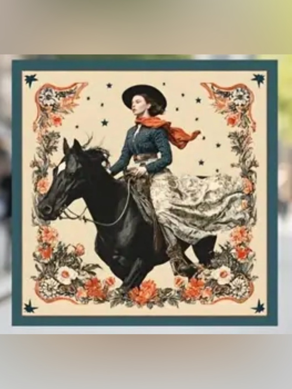 NWT Cosmic Cowgirl Silk Wild Rag • Midnight Stallion Celestial Western Scarf - Picture 4 of 5